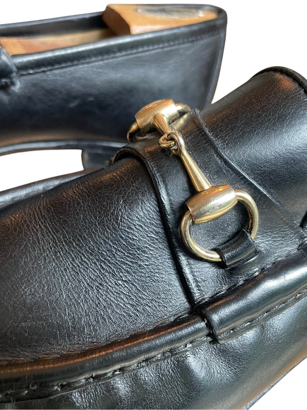 GUCCI Horsebit Vintage TOM FORD ERA Black Loafers Leather Gold Men's  8 Classic - Picture 7 of 16